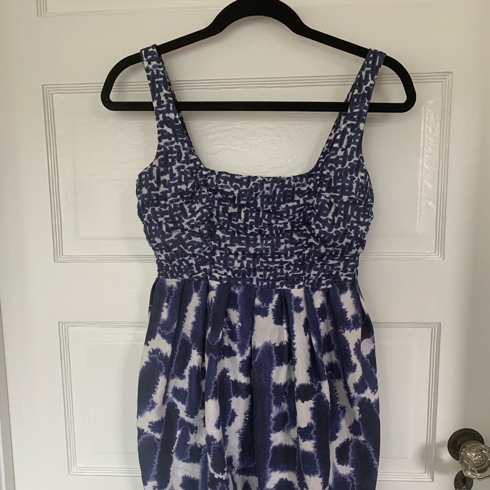 BB Dakota Blue and White Silk Dress